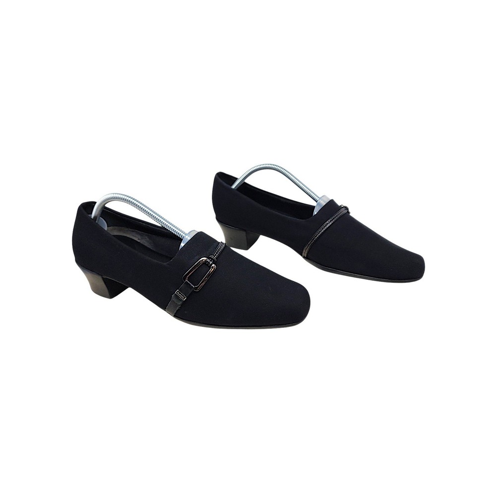 Munro Pumps 11 Women Black Buckle Square Toe Block Heel Office Workwear Shoes
